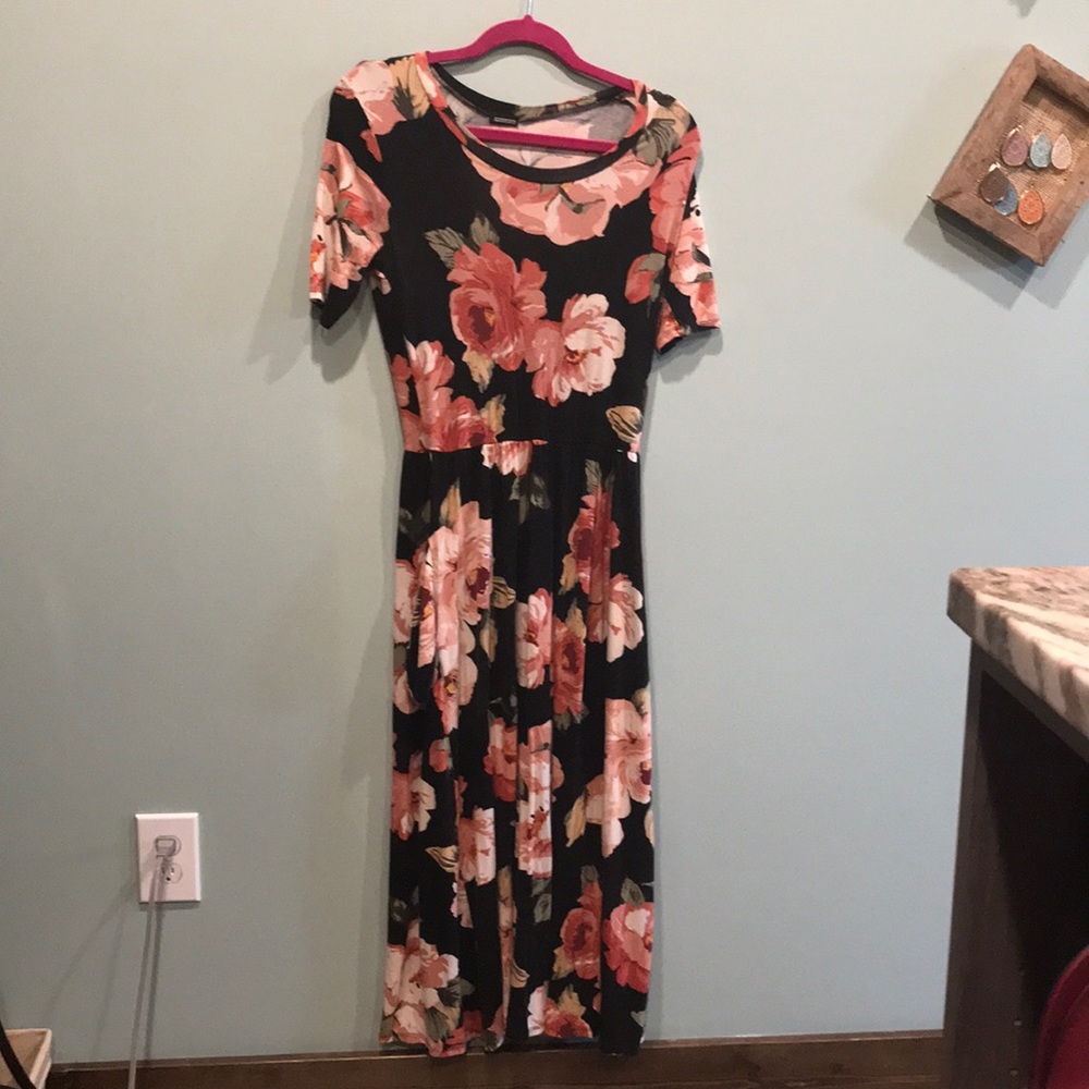 Long floral print soft dress